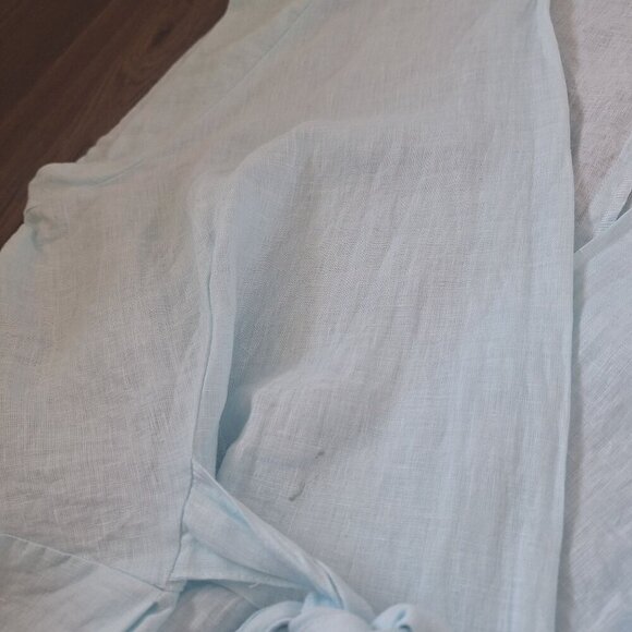 💙 Reistor 100% Hemp Wrap Style Short Sleeve Top Size 2X Preppy Lightweight Natu - Picture 8 of 11